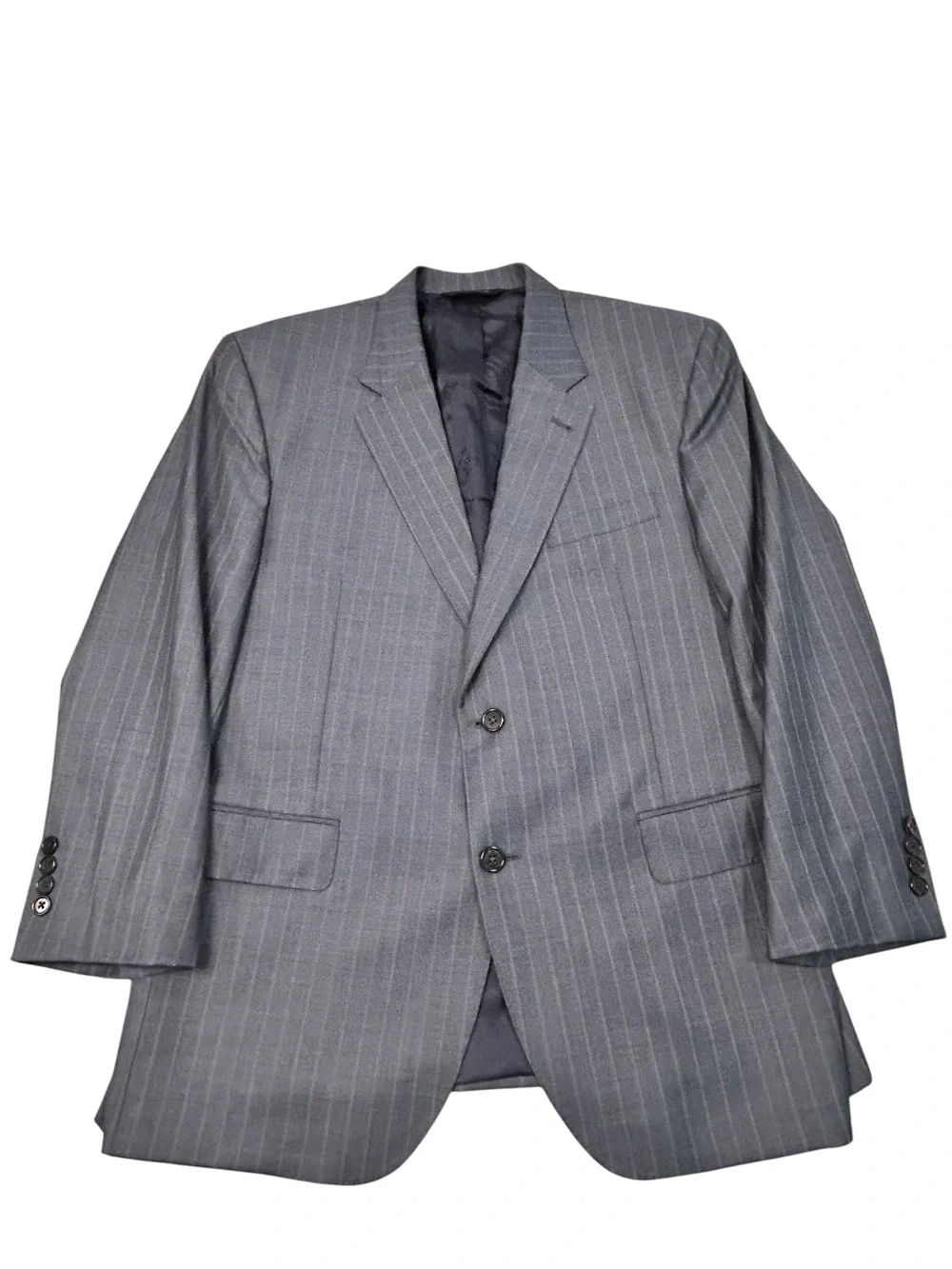 Jos. A. Bank Signature Gold Men's Gray Pinstripe Two-Piece Suit Jacket 42S 34/28